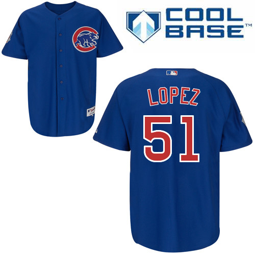 Rafael Lopez #51 Youth Baseball Jersey-Chicago Cubs Authentic Alternate Blue Cool Base MLB Jersey